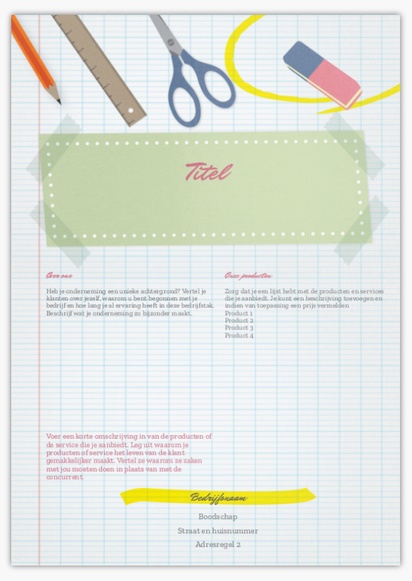 Voorvertoning ontwerp voor Ontwerpgalerij: Basisonderwijs Flyers en folders,  Geen vouwlijn A4 (210 x 297 mm)