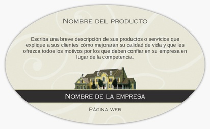 Vista previa del diseño de Galería de diseños de etiquetas para productos en hoja para sector inmobiliario, Ovalada 12,7 x 7,6 cm