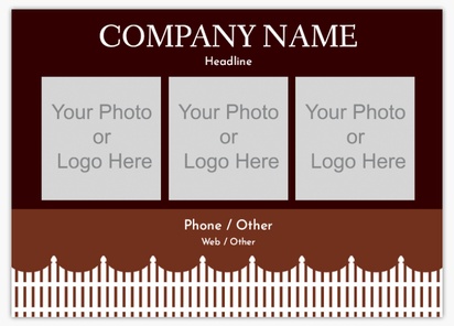 A picket fence logo brown white design with 3 uploads