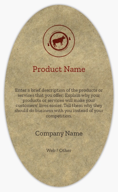 Design Preview for Design Gallery: Butcher Shops Product Labels on Sheets, Oval 12.7 x 7.6 cm