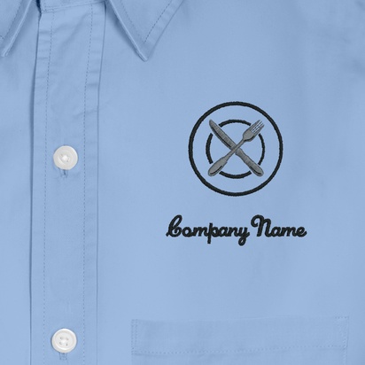 Design Preview for Design Gallery: Food & Beverage Men's Embroidered Dress Shirts, Men's Blue