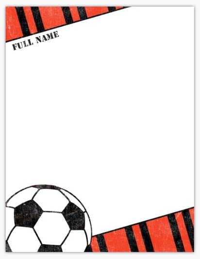 A soccer sports white orange design
