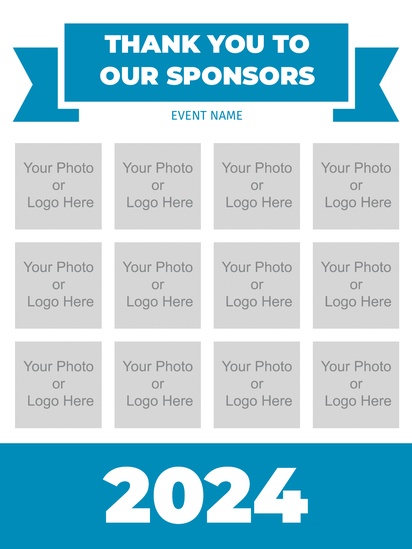 A thank you to our sponsors 3 pictures blue white design for Events with 12 uploads