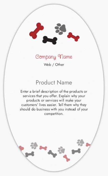 Design Preview for Design Gallery: Animals & Pet Care Product Labels on Sheets, Oval 12.7 x 7.6 cm