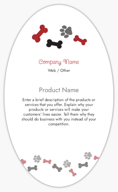 Design Preview for Design Gallery: Animals & Pet Care Product Labels, 12.7 x  7.6 cm Oval