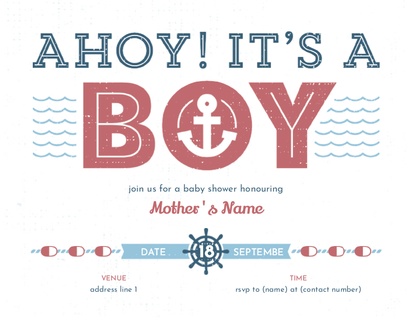 Design Preview for Design Gallery: Boy Baby Shower Invitations, 5.5" x 4"