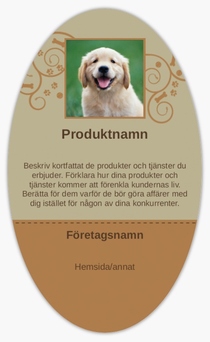 Förhandsgranskning av design för Designgalleri: Hunduppfödare Produktetiketter på ark, Ellips 12,7 x 7,6 cm