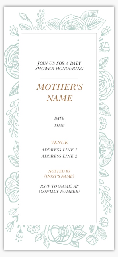 Design Preview for Design Gallery: Floral & Garden Baby Shower Invitations, 4” x 8”