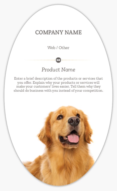 Design Preview for Design Gallery: Animals & Pet Care Product Labels, 12.7 x  7.6 cm Oval
