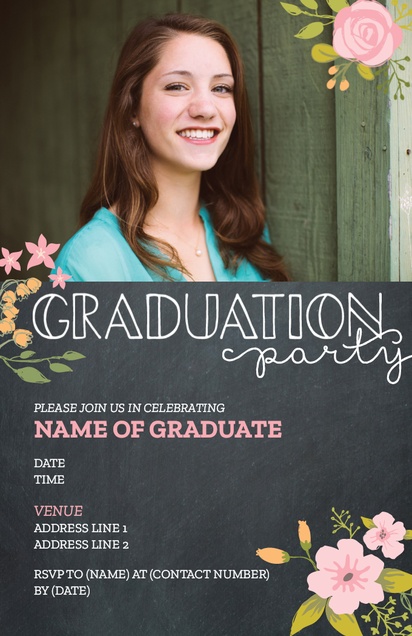A graduation festiveflorals gray design for Type with 1 uploads