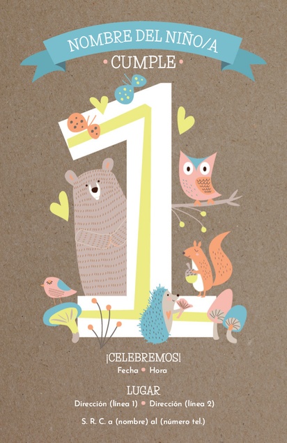 Un bosques 1er cumpleaños diseño gris para Animales