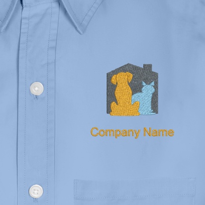 Design Preview for Design Gallery: Animals & Pet Care Men's Embroidered Dress Shirts, Men's Blue