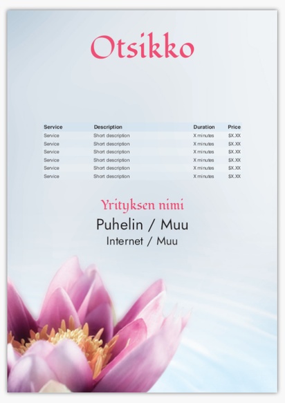 Mallin esikatselu Mallivalikoima: Kukat ja kasvit Vaahtomuovikyltit, A1 (594 x 841 mm)