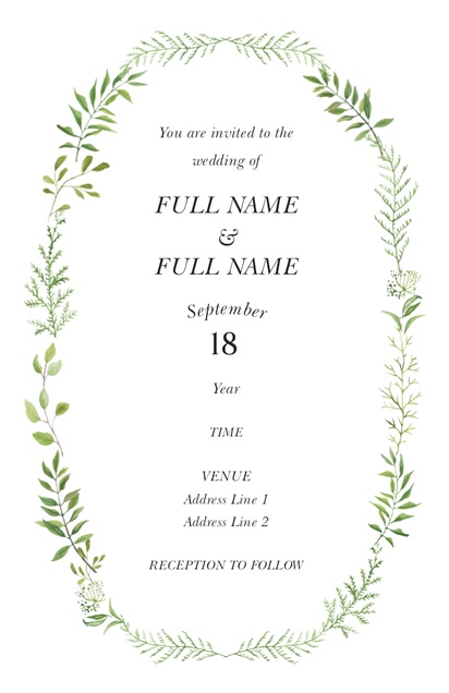 Design Preview for Templates for Greenery Wedding Invitations , Flat 11.7 x 18.2 cm