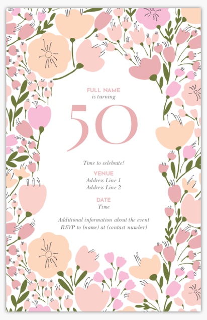 A florals thirtieth pink green design for Birthday