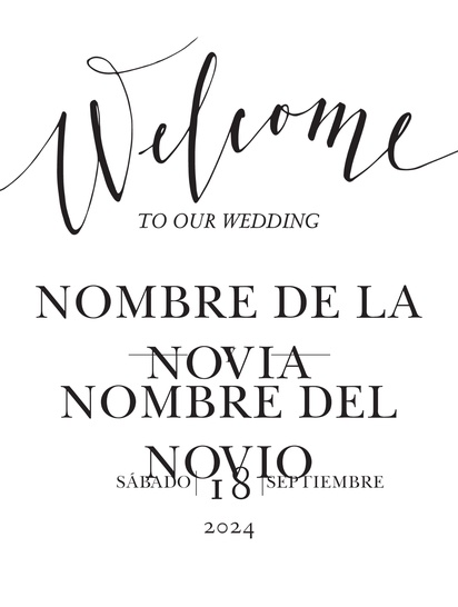 Un bienvenida cartel de bienvenida de boda diseño blanco gris para Bodas