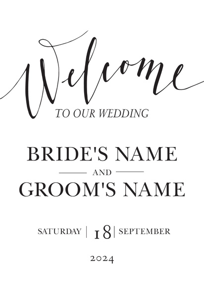 A typography welcome to the wedding white gray design for Elegant