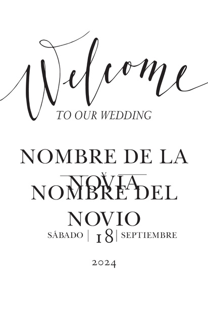 Un tipografía bienvenida a la boda diseño blanco gris para Elegante