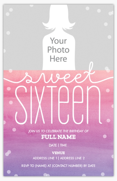 A purple sweet sixteen pink design for Milestone Birthday with 1 uploads