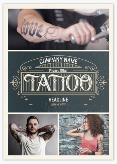 Design Preview for Design Gallery: Tattoo & Body Piercing Flyers & Leaflets,  No Fold/Flyer A6 (105 x 148 mm)
