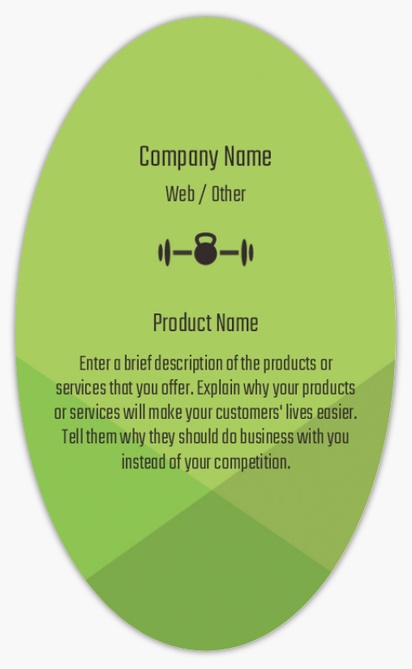 Design Preview for Design Gallery: Personal Training Product Labels on Sheets, Oval 12.7 x 7.6 cm