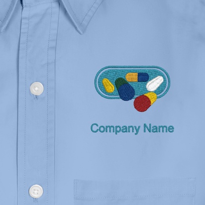 Design Preview for Design Gallery: Health & Wellness Men's Embroidered Dress Shirts, Men's Blue