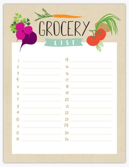 A market list grocery list white brown design