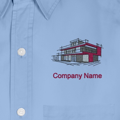 Design Preview for Design Gallery: House Constructions And Repairs  Men's Embroidered Dress Shirts, Men's Blue