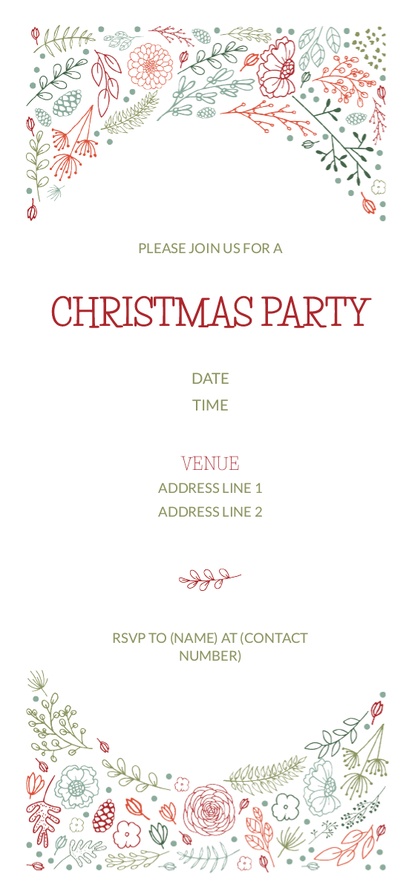 Design Preview for Templates for Christmas Invitations and Announcements , Flat 9.5 x 21 cm