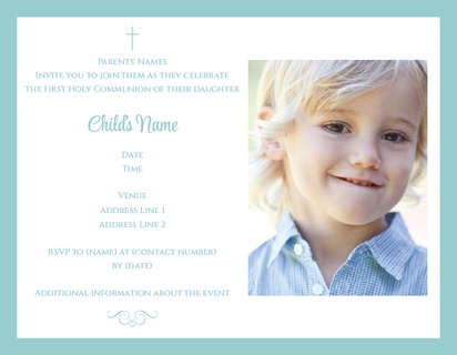 Design Preview for Templates for First Communion Invitations and Announcements , Flat 10.7 x 13.9 cm