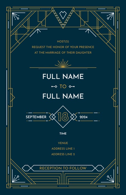 Design Preview for Templates for Elegant Wedding Invitations , Flat 11.7 x 18.2 cm