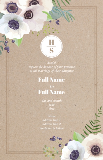 Design Preview for Templates for Monograms Wedding Invitations , Flat 11.7 x 18.2 cm