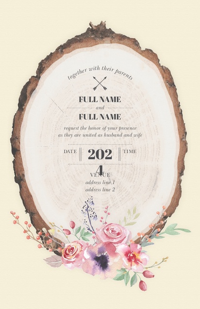 Design Preview for Templates for Bohemian Wedding Invitations , Flat 13.9 x 21.6 cm