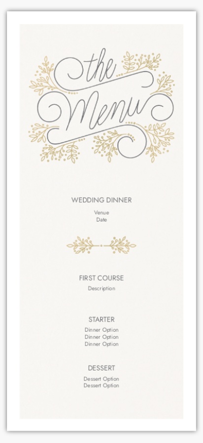 Design Preview for Typographical Wedding Menu Cards Templates, 4" x 8" Flat