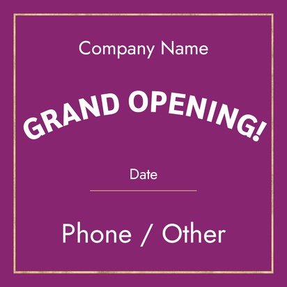 A grand opening purple purple pink design for Grand Opening