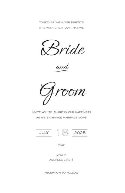 Design Preview for Design Gallery: Traditional & Classic Wedding Invitations, Flat 11.7 x 18.2 cm