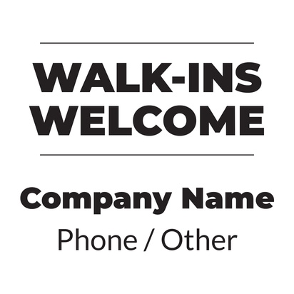 A walk ins welcome appointment black design