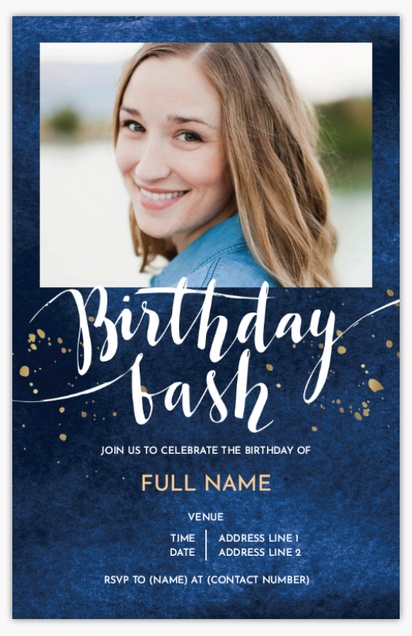 A script typography blue design for Birthday with 1 uploads