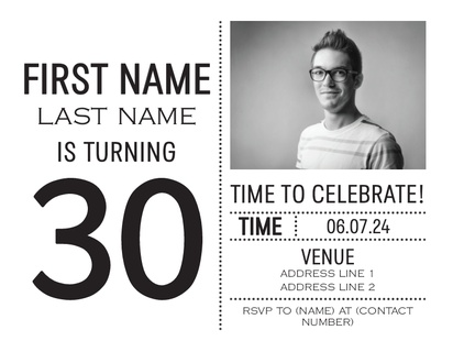 Design Preview for Templates for Milestone Birthday Invitations and Announcements , Flat 10.7 x 13.9 cm