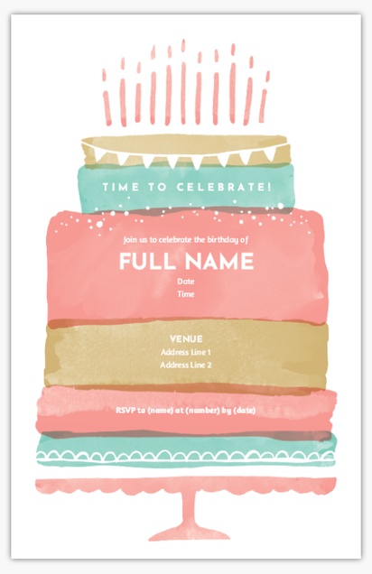 Design Preview for Adult Birthday Invitations, 4.6" x 7.2"
