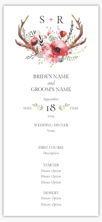 Design Preview for Personalised Wedding Menu Cards