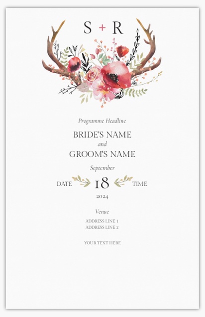 Design Preview for Design Gallery: Floral Wedding Programs, Flat 13.9 x 21.6 cm