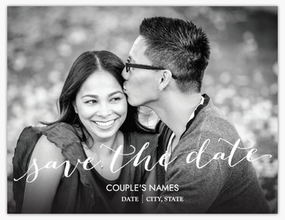 A formal lettering black white design for Save the Date with 1 uploads