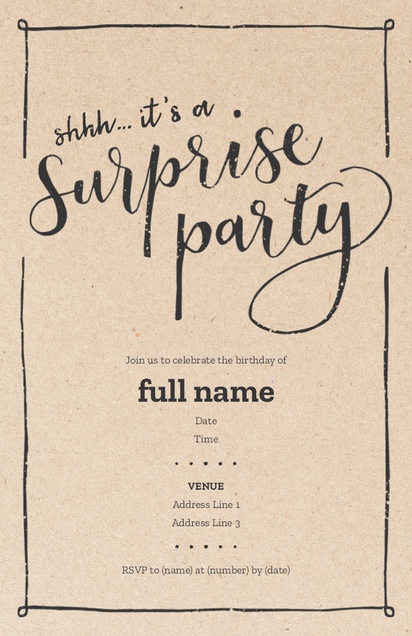 A surprise typography cream gray design for Birthday