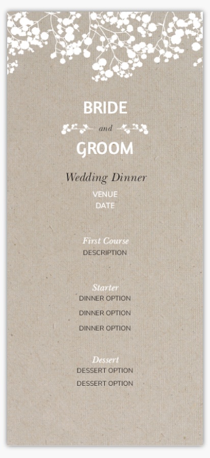Design Preview for Design Gallery: Rustic Wedding Menu Cards, 4" x 8" Flat