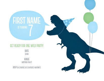 Design Preview for Templates for Child Birthday Invitations and Announcements , Flat 10.7 x 13.9 cm