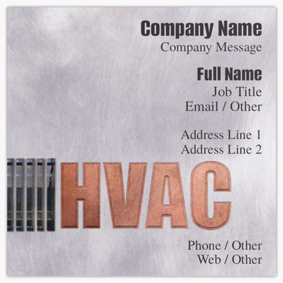 Design Preview for Heating, Ventilation & Air Conditioning - HVAC Standard Business Cards Templates, Square (2.5" x 2.5")