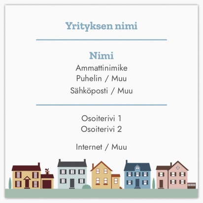 Mallin esikatselu Mallivalikoima: Kiinnelaina & Asuntolaina Standard-käyntikortit, Neliö (65 x 65 mm)
