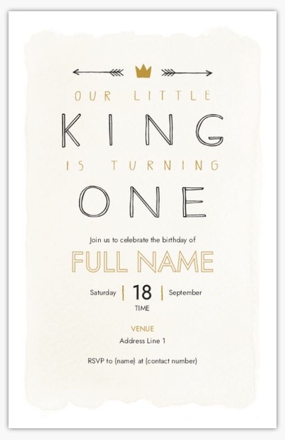 A 1 our little king is turning one white gray design for Events