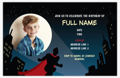 A boy birthday superhero black blue design for Theme with 1 uploads